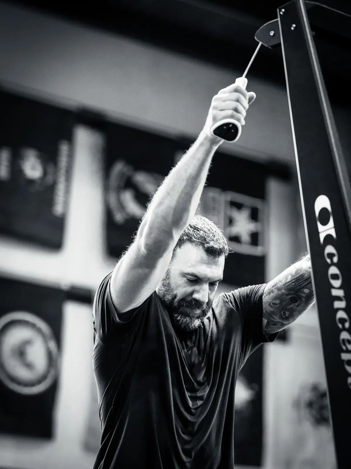 A member pulling on the SkiErg